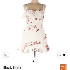 Black Halo floral print mini dress